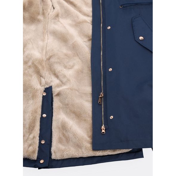 Dámska dlhá zimná bunda tmavomodrá