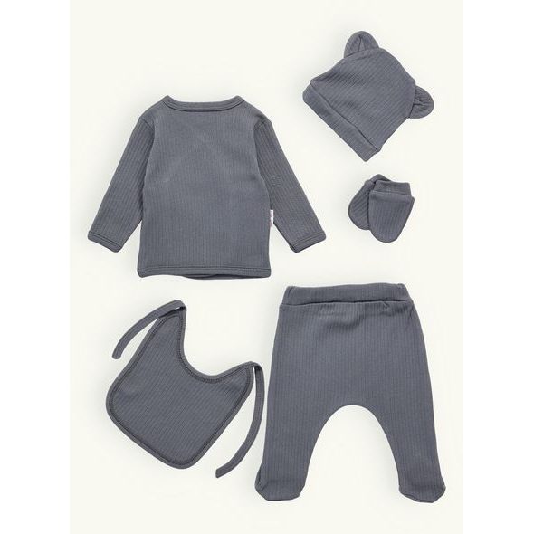 Kojenecká žebrovaná souprava MACKO šedá