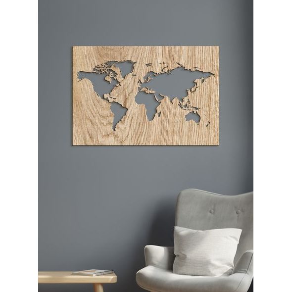 Dřevěné nástěnné umění Mapa světa