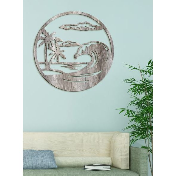 Dřevěný obraz na stěně pláže