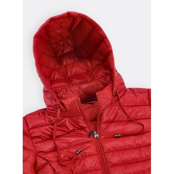 Dámska lesklá prešívaná bunda červená