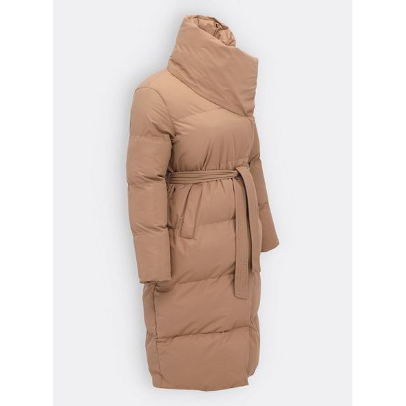 Dámská zimní bunda s páskem camel