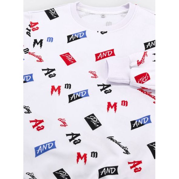 Pánská mikina s kapucí s barevným potiskem bílá