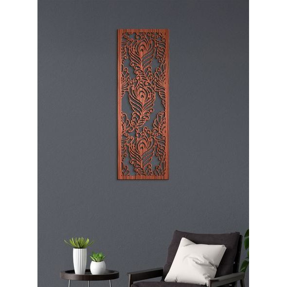 Luxusní dřevěná mandala Páví peří