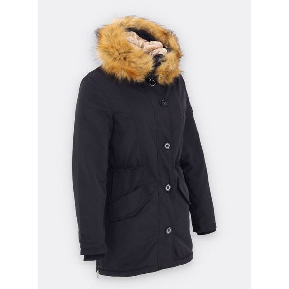 Dámská zimní bunda s kožešinou černá