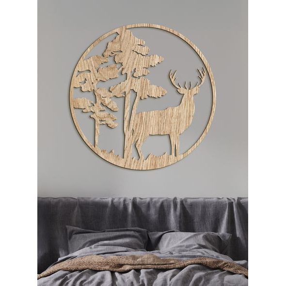 Dřevěný obraz Silueta jelena