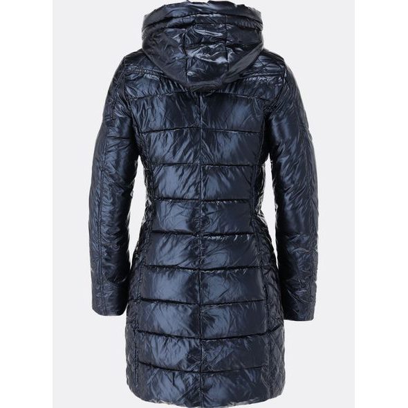 Dámská dlouhá prošívaná bunda tmavě modrá
