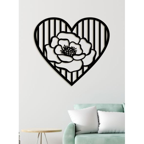 Dřevěný obrázek růže v srdci