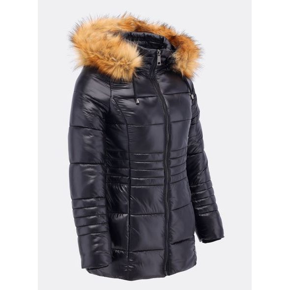 Dámská lesklá prošívaná bunda černá