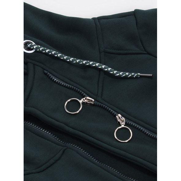 Predĺžená mikina s kapucňou tmavozelená