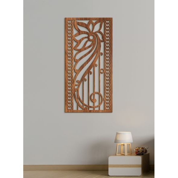 Dřevěná květinová mandala na zeď