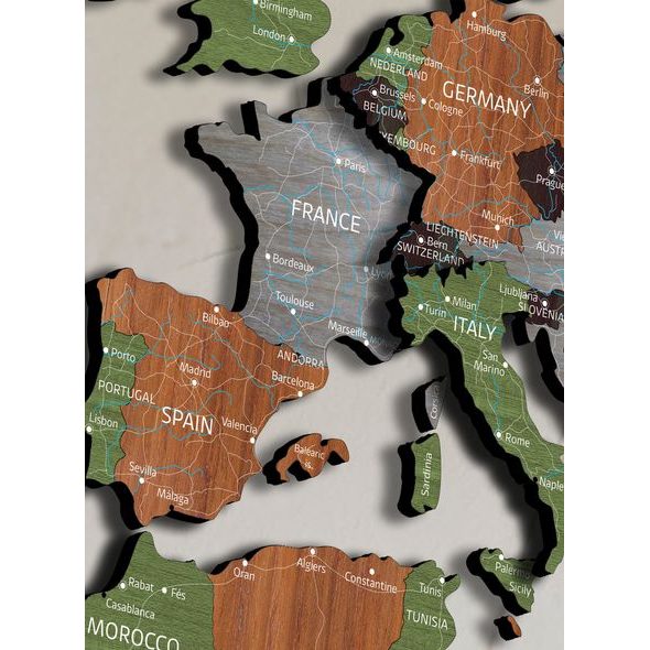 3D mapa sveta dekor dreva