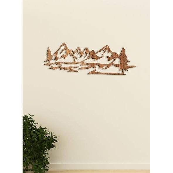 Dřevěný obraz Silueta hor