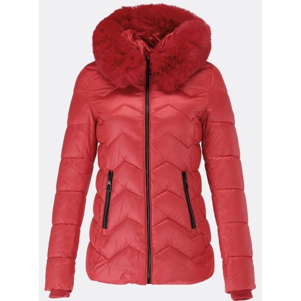 Dámska prešívaná zimná bunda červená