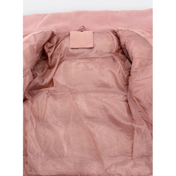 Dámská zimní bunda bez kapuce pudrová