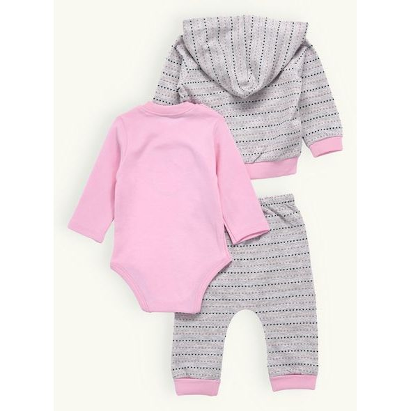 Kojenecká tečkovaná tepláková souprava šedo-růžová