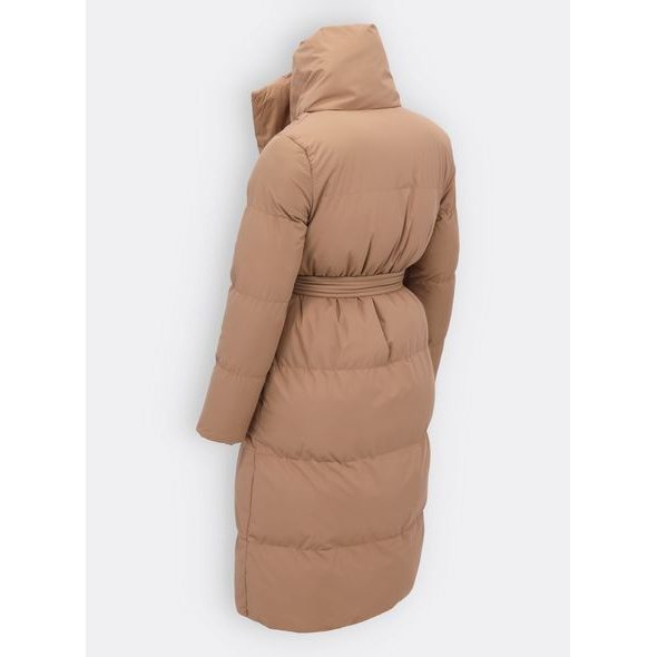 Dámská zimní bunda s páskem camel