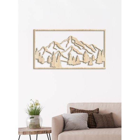 Dřevěný obraz Horská krajina