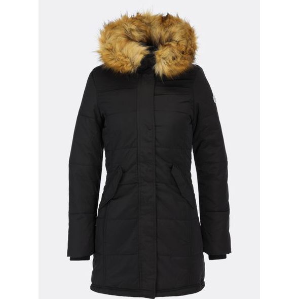 Dámska zimná bunda s kožušinovou podšívkou čierna