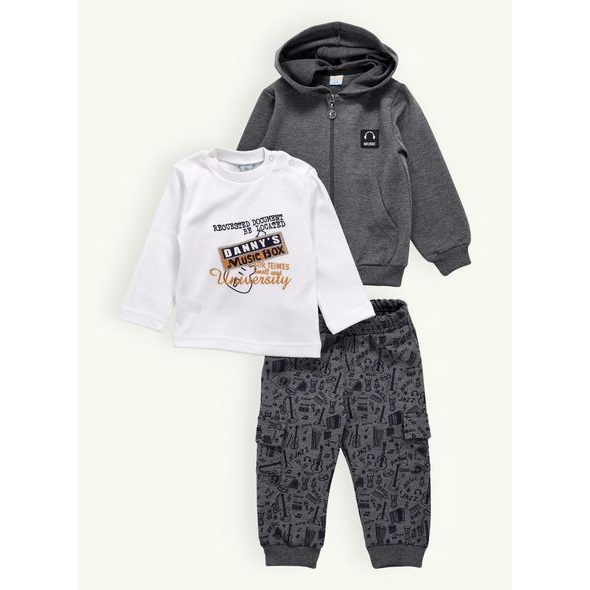 Kojenecká tepláková souprava MUSIC grafitová