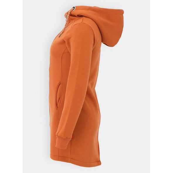 Predĺžená mikina s kapucňou tehlová
