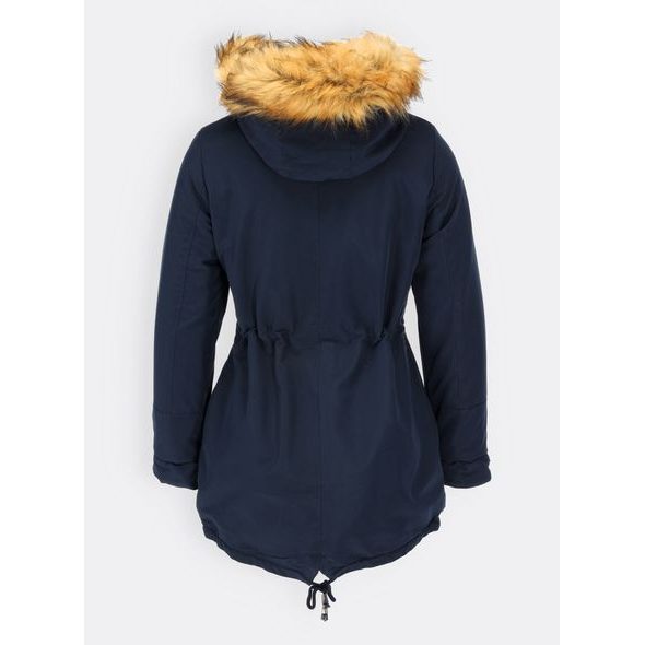 Dámská zimní bunda s kapucí tmavě modrá