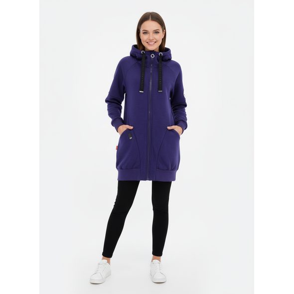 DÁMSKÁ PRODLOUŽENÁ MIKINA S KAPUCÍ FIALOVÁ