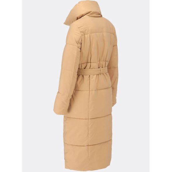 Dámska zimná bunda s opaskom svetlohnedá