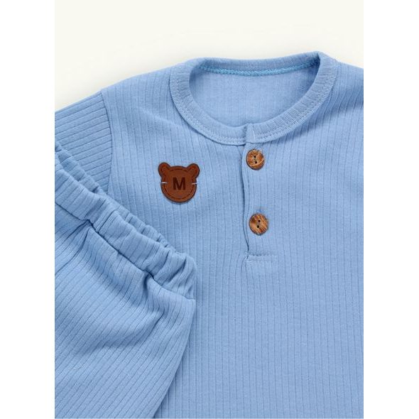 Dětské žebrované pyžamo světle modré