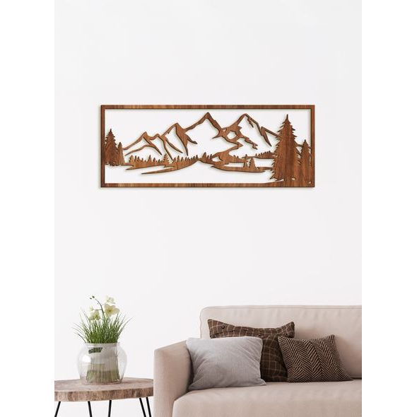 Dřevěný obraz hory