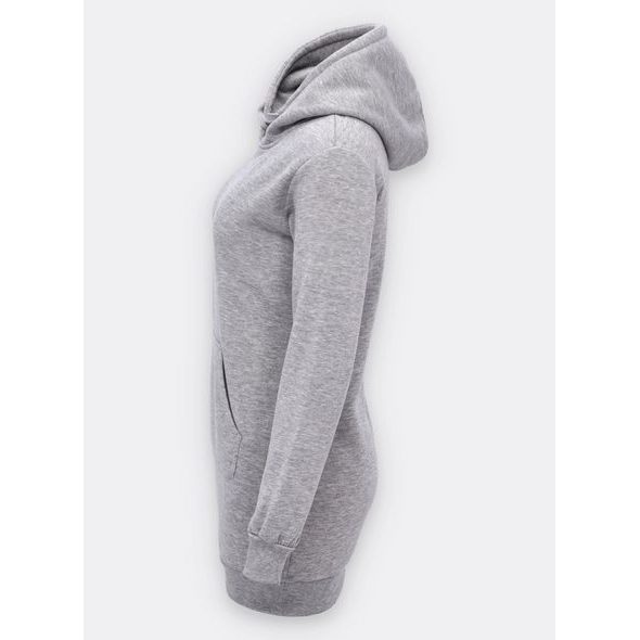 Dámská prodloužená mikina s kapucí šedá