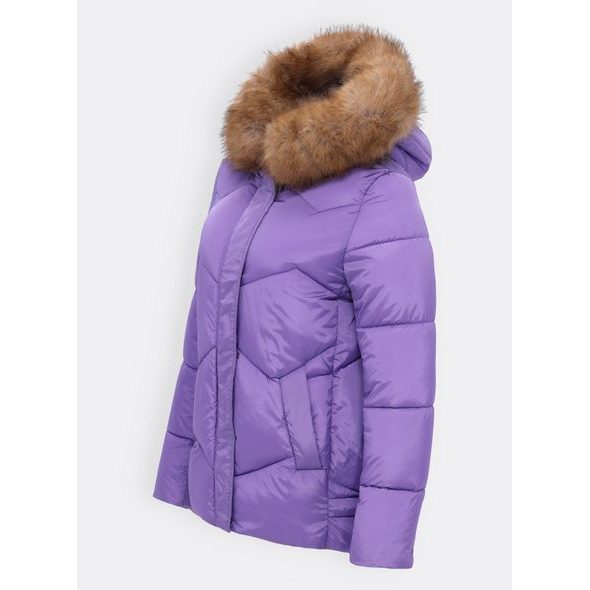 Dámská krátká prošívaná bunda fialová
