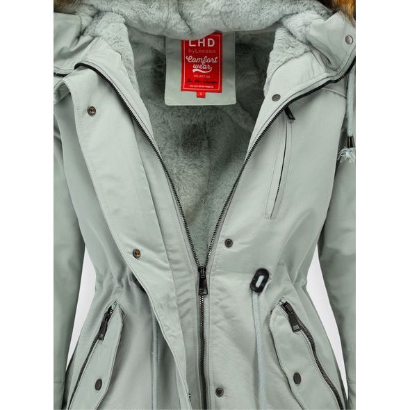 Dámská zimní bunda s kapucí světle zelená