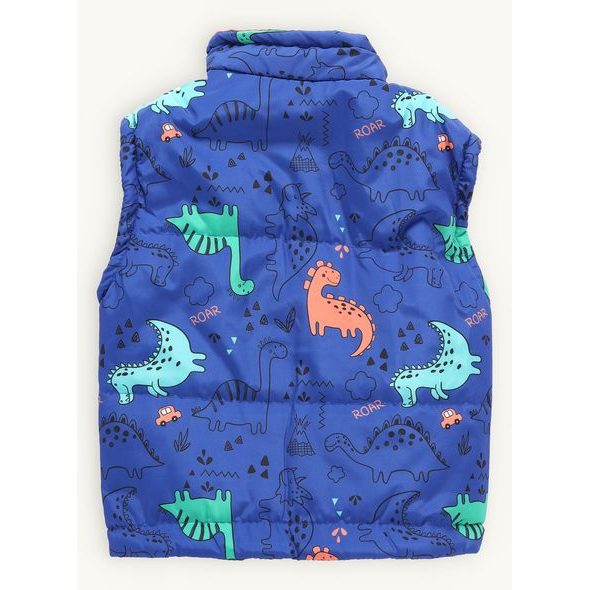 Dětská prošívaná vesta DINOSAURY modrá