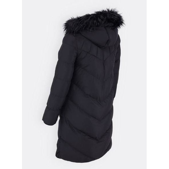 Dámská prošívaná bunda s kožešinou černá