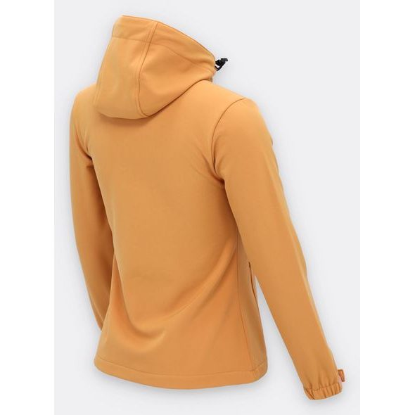 Dámska solfšelová bunda s kapucňou šafránovo-žltá