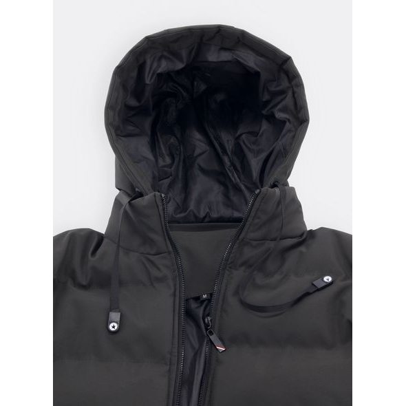 Pánska zimná bunda s kapucňou tmavozelená