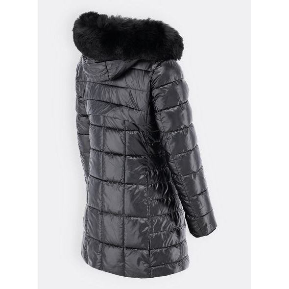 Dámská lesklá prošívaná bunda černá