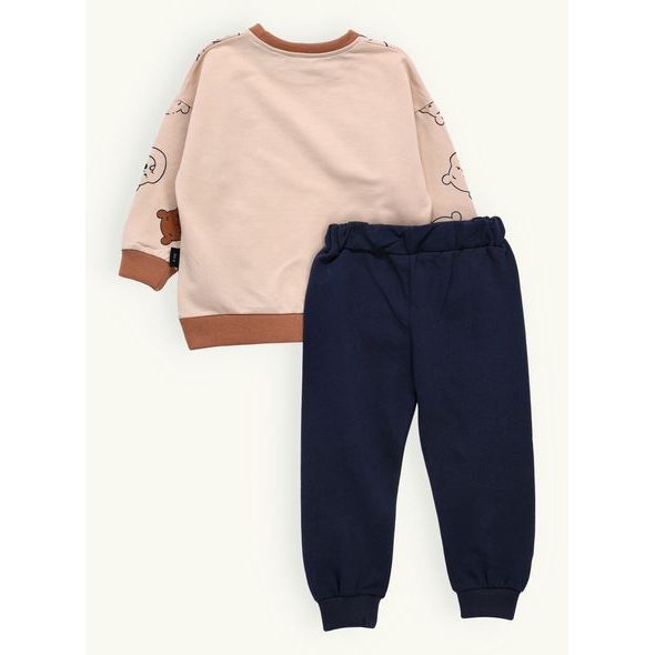 Dětská tepláková souprava VESELÝ MEDVÍDEK krémovo-hnědá