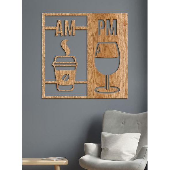 Drevená dekorácia Deň začína kávou a končí vínom