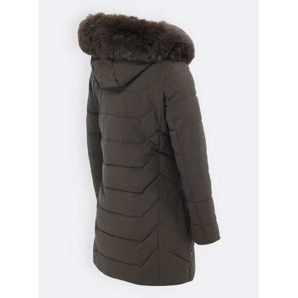 Dámská prošívaná bunda s kapucí tmavě zelená