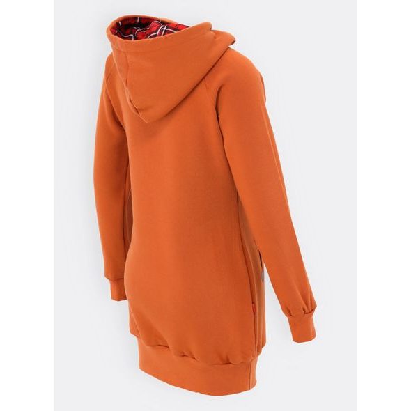 Dámská prodloužená mikina s kapucí cihlová
