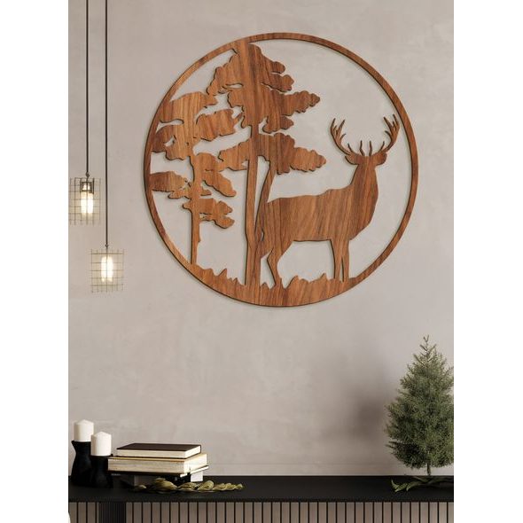 Dřevěný obraz Silueta jelena