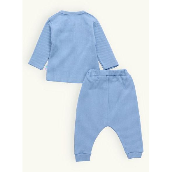Dětské žebrované pyžamo světle modré
