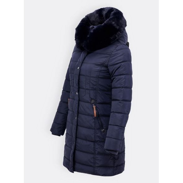 Dámská zimní prošívaná bunda tmavě modrá
