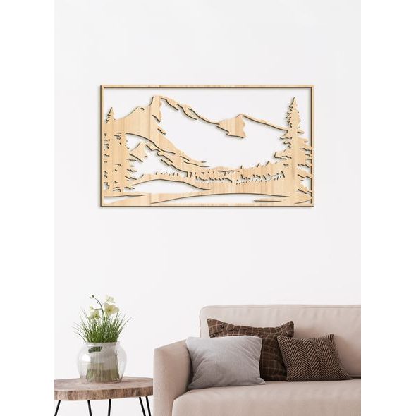 Dřevěný obraz ze dřeva Silueta hor