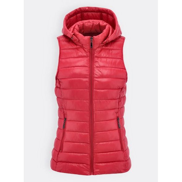 DÁMSKÁ KRÁTKÁ VESTA S KAPUCÍ ČERVENÁ