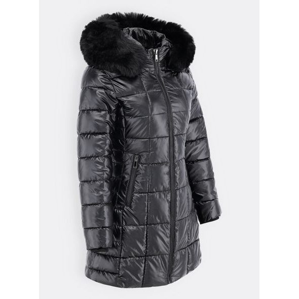 Dámská lesklá prošívaná bunda černá