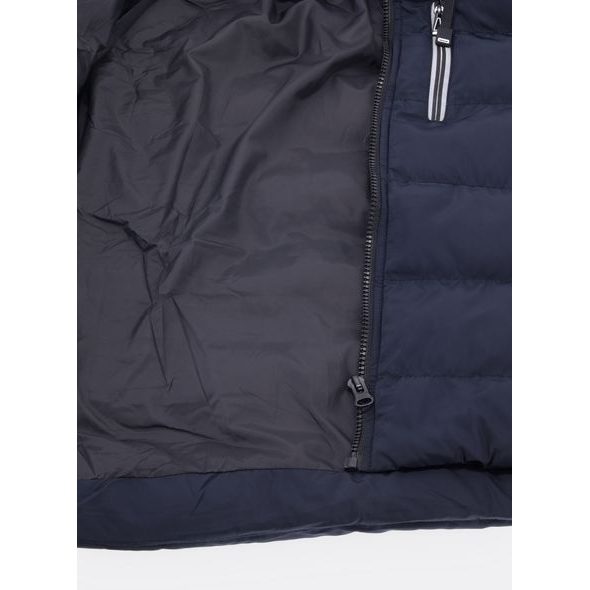 Pánská prošívaná bunda s kapucí tmavě modrá