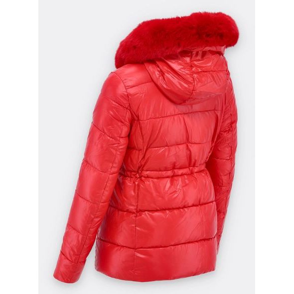 Dámska lesklá zimná bunda červená